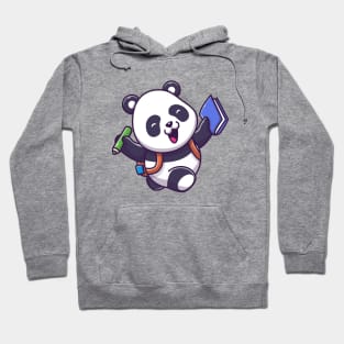 Cute Panda Holding Book And Pen Cartoon Hoodie